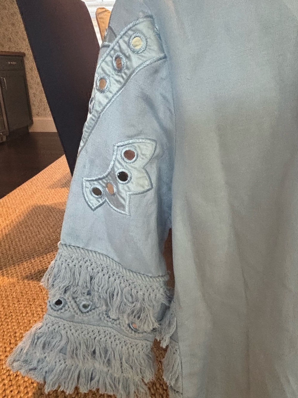 Boston Proper Pale Blue Embroidered Jacket - Picture 7 of 7